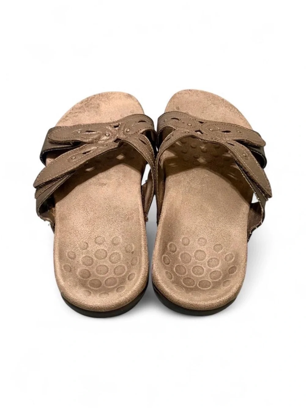 $120 - Vionic Bronze Metallic Floral Slide Sandals – Women’s Size 8